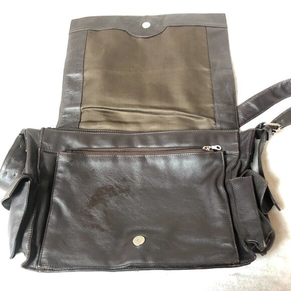 Brown Leather Satchel Messenger Bag - Picture 4 of 14